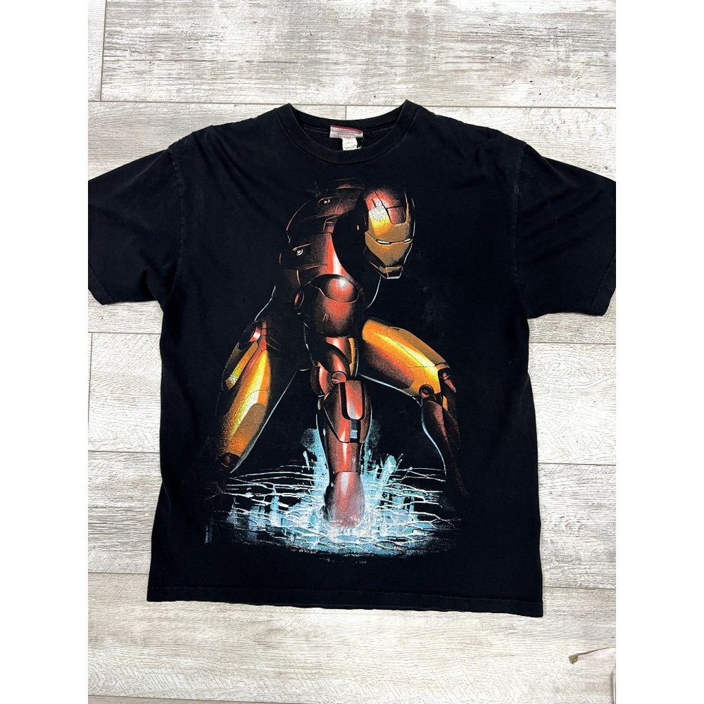 Y2K 2008 Marvel Iron Man Full AOP Print T-Shirt Size XL